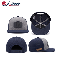 Casquette de baseball d'extérieur haut de gamme bicolore 5 panneaux perforée au laser à visière plate avec logo personnalisé Gorras Vintage Sport Golf Hat
