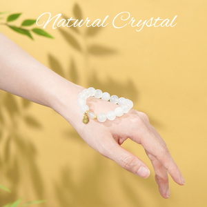 Pulsera de cuentas de jade, oro y plata, elegante y versátil, diseño de regalo, estilo budista religioso, joyería única chapada en oro - Product Image 2