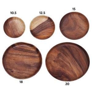 Articles ménagers pour la cuisine Accessoires Ensemble d'assiettes de service en bois Assiette et plat de forme irrégulière en bois d'acacia - Product Image 2