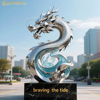 Statue de dragon grandeur nature personnalisée décoration extérieure en acier inoxydable poli de bonne qualité sculpture en métal 3D