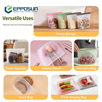 Sac de conservation alimentaire en silicone réutilisable et étanche sur mesure, moulage par compression OEM ODM, qualité alimentaire platine, pochette de cuisine