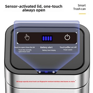 <span class=keywords><strong>Poubelle</strong></span> à induction intelligente à 360° en acier inoxydable, grande capacité 30L/40L/50L, rechargeable, avec roues, pour bureau, chambre, intérieur - Product Image 3