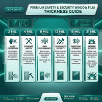 Film de protection transparent anti-éclatement pour vitres A4, épaisseurs 2, 4, 8, 12, 16, 21 mil, auto-adhésif en PET pour bâtiments et vitres de voiture