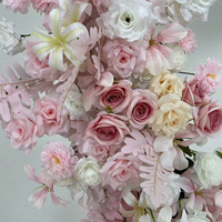 NINI Arche de fleurs artificielles en soie corail, faite main, couleur personnalisée, haute qualité, imperméable, motif cœur, pour toile de fond de plage estivale