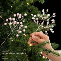 Décorations de Noël scintillantes pour arbre de Noël, branches artificielles, bricolage, pics de Noël en acrylique et cristal
