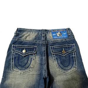 Jeans Authentic <span class=keywords><strong>Faith</strong></span> para Hombre de Verano Estilo Hip Hop Acampanados de Mezclilla Tejida, Corte Recto Holgado y Extra Grande con Gran Buda - Product Image 5