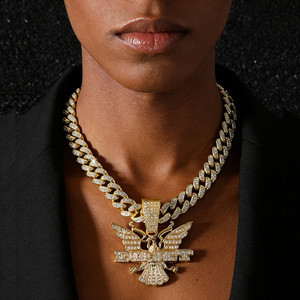 Collier Pendentif Aigle Animalier Design Hip-Hop Populaire Personnalisé Plaqué Or Argent pour Hommes Bijoux de Mode Vente en Gros - Product Image 1