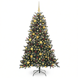 Árbol de Navidad Artificial Verde de 70.87 Pulgadas con 300 Luces LED Blancas Cálidas, Árbol de Plástico Iluminado para Decoración Navideña - Product Image 1