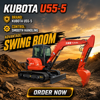Excavatrice Kubota d'occasion d'origine japonaise U55-5 U35 KX057-4 KX163-5 KX080-4 avec pince hydraulique et chenilles en caoutchouc