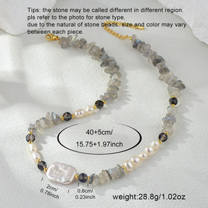 2025 nueva llegada artesanía hecha a mano piedra labradorita Natural perla de agua dulce encanto collar y pulsera conjunto para mujeres - Product Image 3
