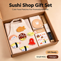Lot de 7 écussons brodés thermocollants sur le thème du sushi pour vêtements, chapeaux, sacs, chaussures, chaussettes, pour cadeaux DIY, activités commerciales et décoration