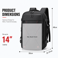 Mochila Desmontable para Portátil Oxford, Bolsa de Negocios de Gran Capacidad, Impermeable para Viajes, con Compresión al Vacío y Cierre de Cremallera