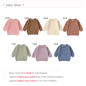 Groothandel Lente Effen Lange Mouw Biologisch Katoen Pullover Baby Peuter Sweatshirt French Terry - Product Image 2
