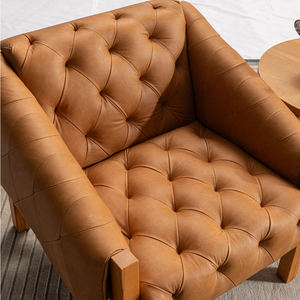 उच्च गुणवत्ता वाले इतालवी लक्जरी कुर्सियां पश्चिमी ब्राउन लिविंग रूम फर्नीचर वास्तविक चमड़े के सोफे - Product Image 5