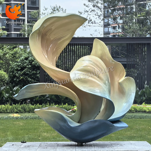 Đồ trang trí sân vườn ngoài trời hiện đại, tượng điêu khắc nhựa composite sơn tùy chỉnh, hoa lá trừu tượng, tượng nhỏ nghệ thuật - Product Image 4