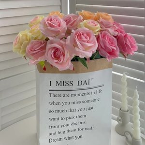 D255 seda <span class=keywords><strong>rosas</strong></span> <span class=keywords><strong>rojas</strong></span> artificiales colorido ramo plástico flores secas mesa de comedor adornos boda arte Decoración - Product Image 6