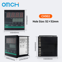 OMCH CH902 Interrupteur de contrôle de température non intelligent personnalisé 96x96mm Grand thermostat Entrée type K Sortie relais SSR Double alarme