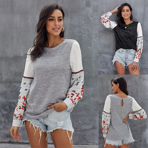 Las mujeres <span class=keywords><strong>bordado</strong></span> Floral linterna de manga larga <span class=keywords><strong>jersey</strong></span> de cuello suéter de punto - Product Image 3
