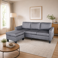 Canapé d'angle convertible moderne 3 places en tissu avec chaise longue réversible et ottoman de rangement pour salon