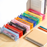 Étui à crayons en PVC transparent personnalisé en usine, étanche, avec fermeture éclair, pour fournitures scolaires, sac de rangement en plastique, trousse à crayons mignonne Kawaii pour garçons