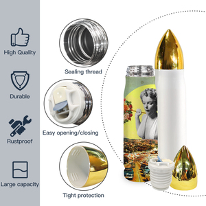 Botol air sublimasi kosong 17 oz, Tumbler peluru sublimasi dinding ganda, termos baja tahan karat, termos untuk hadiah Diy