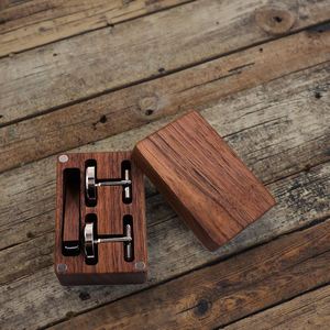 Ensemble de pince à cravate et boutons de manchette en bois massif avec boîte cadeau en bois, texte personnalisable gravé, parfait pour les accessoires masculins personnalisés - Product Image 3