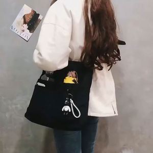 Custom Fashion Zipper Closure Letter Pattern Crossbody Shoulder Tote Bag for Women Korean Organic Cotton <b>Large</b> <b>Plain</b> <b>Canvas</b> - Product Image 2