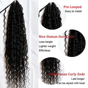<span class=keywords><strong>Dreadlocks</strong></span> au crochet pré-bouclées noires naturelles souples de 22 à 26 pouces, tresses bohèmes avec boucles de cheveux humains - Product Image 5