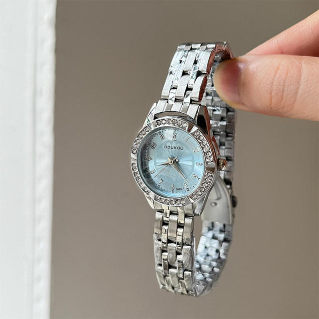 DOUKOU 3695-1 Watch for Women Alloy Band Small Dial Diamond-Studded Women's Watch Cross-Border Trade Ladies Silver Wholesale
