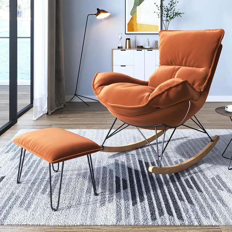 HANYEE yeni tasarım oturma odası mobilya tek rahat tembel sallanan sandalye ayak pedalı ile