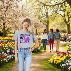 T-shirt per la Giornata Internazionale della Donna 2026, da donna, casual, in cotone, con stampa floreale, girocollo, manica corta, vestibilità regolare, primavera estate - Product Image 2