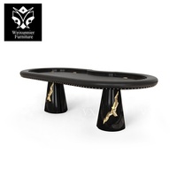 Table de poker en bois à panneaux au design moderne de luxe avec pieds en bois pour 6-8 joueurs Jeu d'intérieur pour villa et hôtel