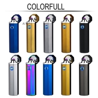 Nouveau briquet électronique USB en métal à double arc pulsé octaédrique pour cigare, tabac, pipe - Cadeau d'affaires