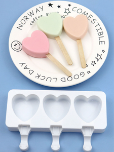 Stampo per gelato francese in Silicone a forma <span class=keywords><strong>di</strong></span> <span class=keywords><strong>cuore</strong></span> a 3 cavità per ghiaccioli fatti in casa, Dessert e preparazione <span class=keywords><strong>di</strong></span> torte - Product Image 3