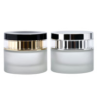 Emballages cosmétiques de luxe vides de qualité supérieure, contenants de 50 ml et 50 g, pot en verre transparent avec bouchons dorés ou argentés