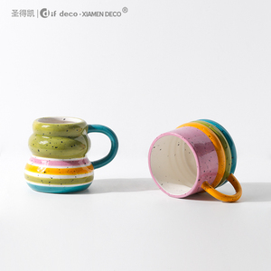 Nordic Original New Ceramic <span class=keywords><strong>Rainbow</strong></span> Mug Coffee Tea Set pour le <span class=keywords><strong>thé</strong></span> de l'après-midi - Product Image 1