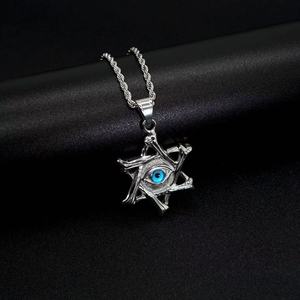 Collana con Ciondolo Protettivo a Stella a Sei Punte Bicolore Stile Mystique Starry Eye per Armadietti alla Moda - Product Image 4