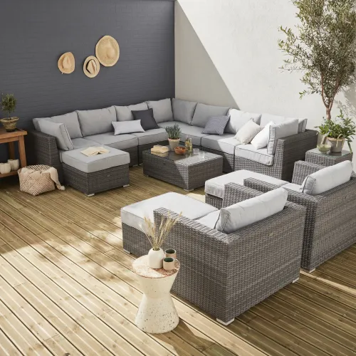 Đồ Nội Thất Mây Sân Vườn Mọi Thời Tiết Ghế Sofa Mây Ngoài Trời Bộ Sofa Mây Sân Vườn Đồ Nội Thất