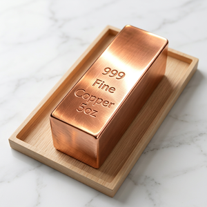 Barra de Cobre Puro 999 de 5oz, Lingote Sólido con Acabado Cepillado, Forma Cuadrada, Sin Aleación - Product Image 1