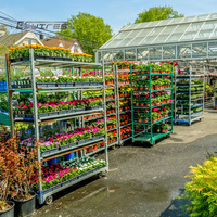 Chariot roulant mobile à 4 roues pour serre en métal, chariot de jardin pour pépinière de plantes
