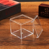 Boîte carrée en plastique transparent PS de 4,5 cm avec couvercles supérieur et inférieur, emballage alimentaire recyclable pour gâteaux et bonbons, logo personnalisé