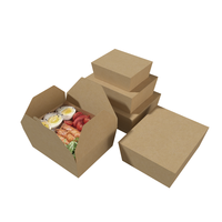 Caja de Almuerzo de Papel Kraft Marrón de Grado Alimenticio para Llevar Comida, con Impresión de Logotipo Personalizado