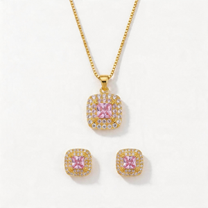 Juego de Joyería Atrapasueños Chapado en Oro Rosa con Circonitas y Cadena de Acero Inoxidable - Product Image 4