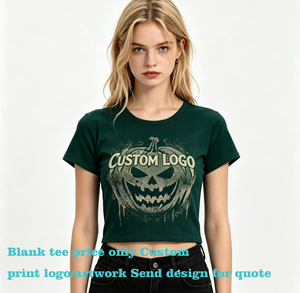 T-shirt Personalizzata con Logo OEM, Alta Qualità, Crop Top con Design a Stampa, Campione Gratuito, Stile Casual Estivo in Stock - Product Image 1