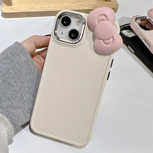 เคสโทรศัพท์ iPhone16/14promax แบบแม่เหล็กติดโบว์ ดีไซน์ทันสมัย  วัสดุซิลิโคนนิ่มเคลือบด้าน - Product Image 3