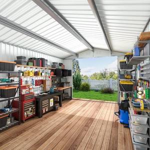 Vente flash : abri de rangement pour outils et vélos en acier galvanisé 10x12 pieds, durable, imperméable, portes doubles, montage facile, anti-rongeurs - Product Image 6