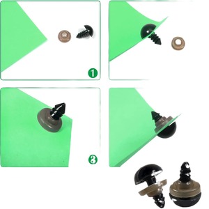 Occhi di sicurezza in plastica/resina neri da 6-12 mm per orsetti di <span class=keywords><strong>peluche</strong></span>, bambole e artigianato animale - Occhi a fagiolo neri con rondelle - Product Image 5