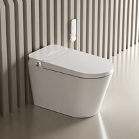 WC intelligent monobloc en céramique avec bidet intégré, chasse d'eau à jet siphonique, chasse automatique, siège chauffant et télécommande, à poser au sol