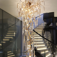 Luminaire en cristal antique en verre soufflé promotionnel Luminaire pour escalier d'hôtel Luminaire de restaurant Luminaire de luxe moderne à led pour hauts plafonds