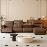 Canapé inclinable de luxe moderne en cuir, multifonctionnel et réglable, en forme de L, pour home cinéma, en cuir synthétique